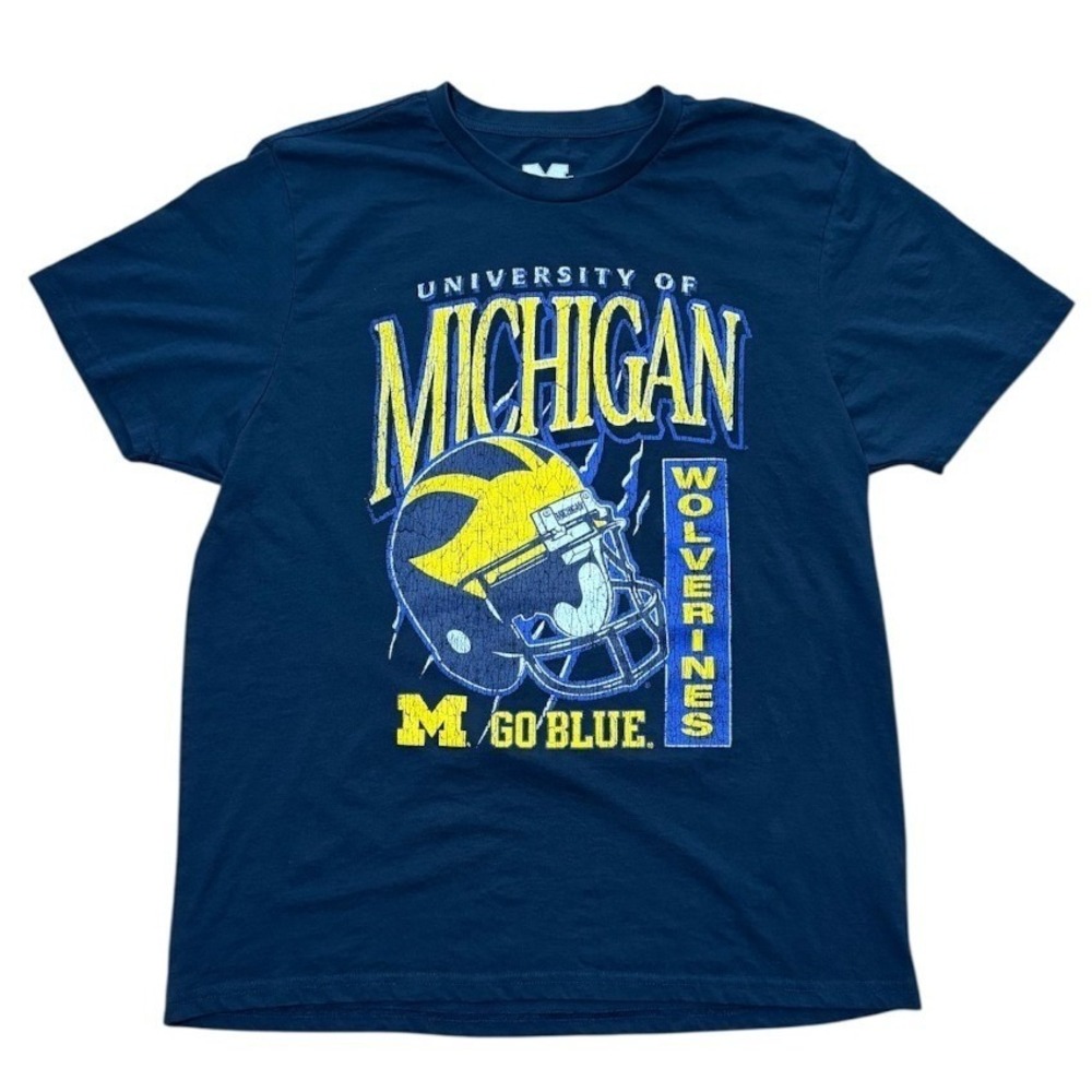 University of Michigan Wolverines Mens XL Navy Blue Go Blue Graphic T-Shirt